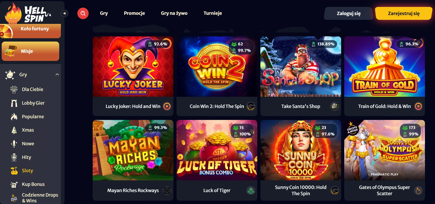 Hell Spin strona z grami online